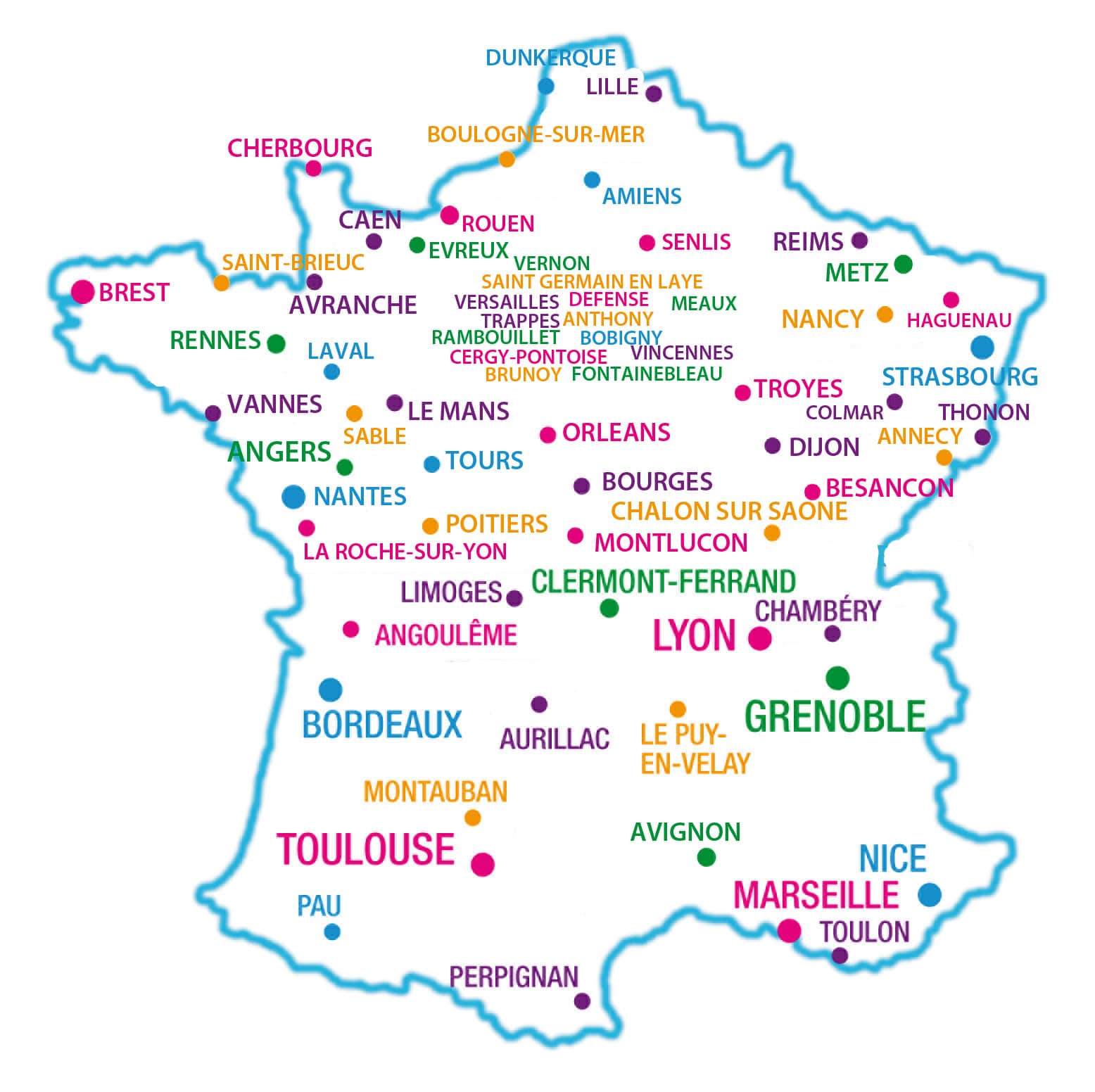 Carte de France des mobilisations contre le Mariage Homosexuel et l'Homoparentalité