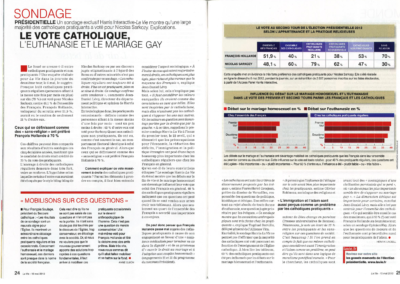 Actualité bioéthique 3 la vie – 10 mai 2012 : le vote catholique – l'euthanasie et le mariage gay