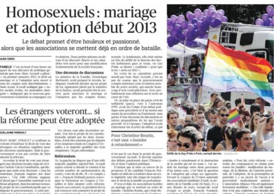 le figaro – 04 juillet 2012 : "homosexuels : mariage et adoption début 2013"