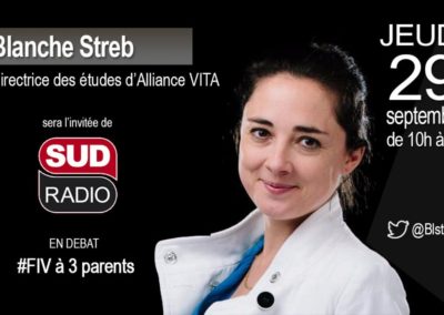 Débat sur la FIV à 3 parents : Blanche Streb, invitée de Sud Radio