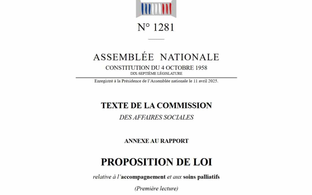 La proposition de loi soins palliatifs amendée en commission