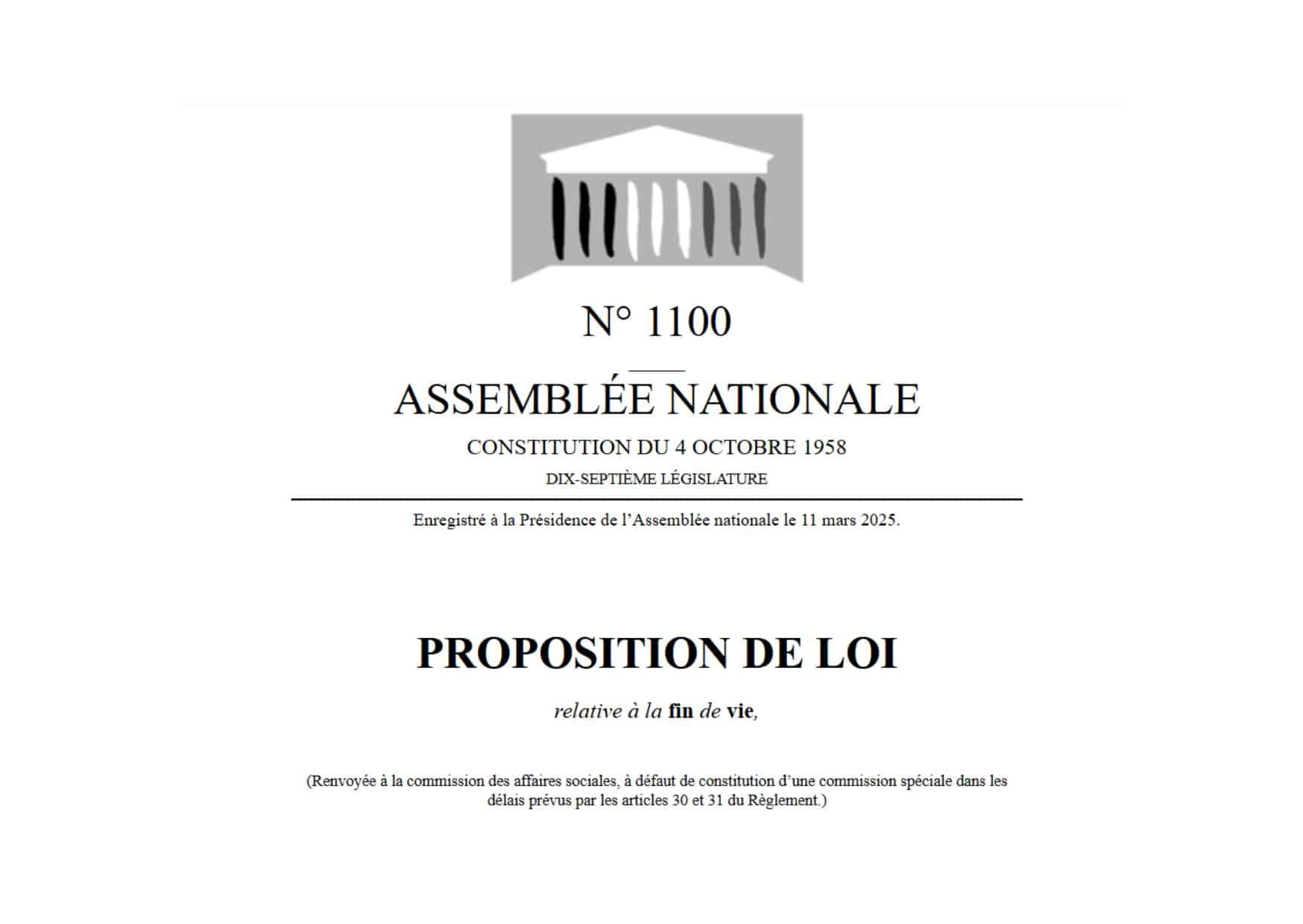 analysis adoption of the end-of-life bill by the social affairs commission